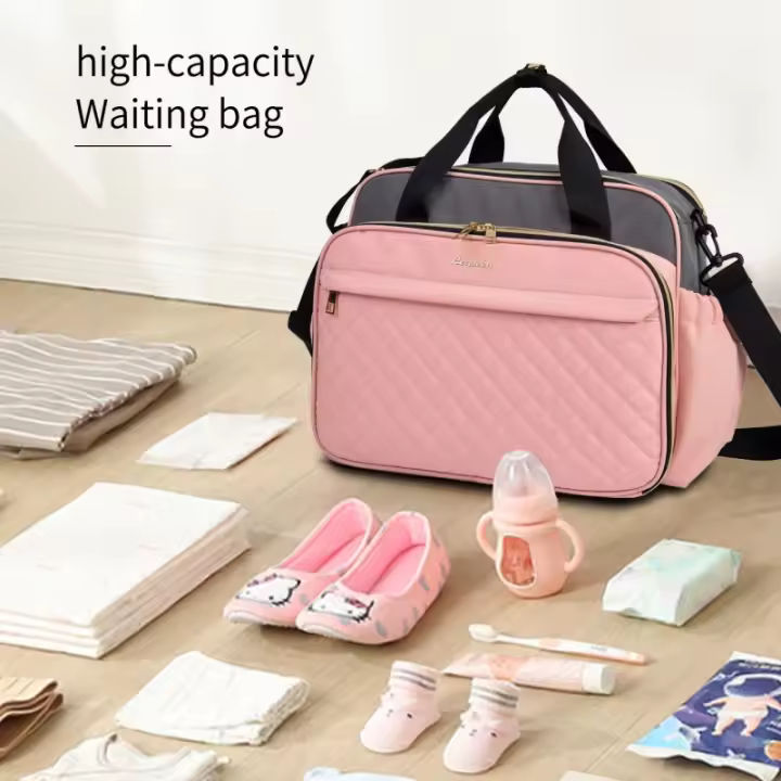 LEQUEEN Nuevo Estilo A Prueba de Agua Bolsa de Pañales Negro Bolsa de Viaje de Gran Capacidad Bolsas de Maternidad Multifuncionales Madre Cochecito de Bebe - 1
