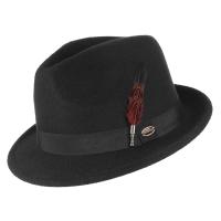 Vintage Black Felt Jazz Hats for Men Women Short Brim Gentleman Soft Trilby Fedora Hat with Feather - details 0