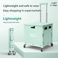 Carrito de Utilidad Plegable Portátil Caja de Herramientas con Tapa Cesta para Compras con 4 Ruedas Giratorias Ideal para Compras, Oficina, Viajes, Acampar - details 1