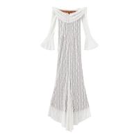 Elegante Vestido Largo de Polyester y Seda Diseño Ajustado Blanco con Hombros Descubiertos - details 15