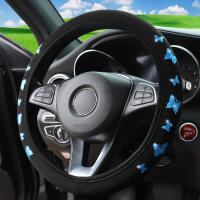 1 funda para volante antideslizante impermeable de tela brillante con mariposas y purpurina para 14,5-15 pulgadas - details 9