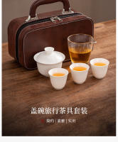 Regalos de empresa de publicidad al aire libre de alta gama, juego de tazas de té con tapa de viaje de Kung Fu de porcelana de jade de grasa de cordero, recto - details 3