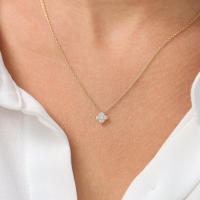 Collar Colgante De Cuatro Hojas De Cloaca En Plata De Ley 925 Con Plateado 14K Y CZ Para Mujer Joyería De Moda Clavícula - details 1