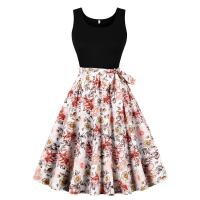 Chaleco retro de verano para mujer, sin mangas, negro, con estampado ortográfico, mono. - details 1