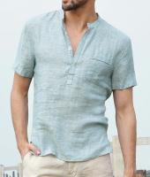 Camisas de lino con botones para hombre, camisa informal de manga corta para playa, hawaiana, para vacaciones, talla S-5XL - details 8