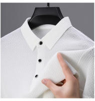 Camiseta Polo de Sedosa de Seda de Hielo de Flor de Hueso Manga Corta, Sin Aros, Resistente a Arrugas, Nueva Moda de Verano - details 0