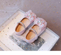Zapatos de cuero para niñas pequeñas, calzado informal con encaje de mariposa, Princesa de cristal, dulce y Chic, planos y suaves para fiesta - details 8