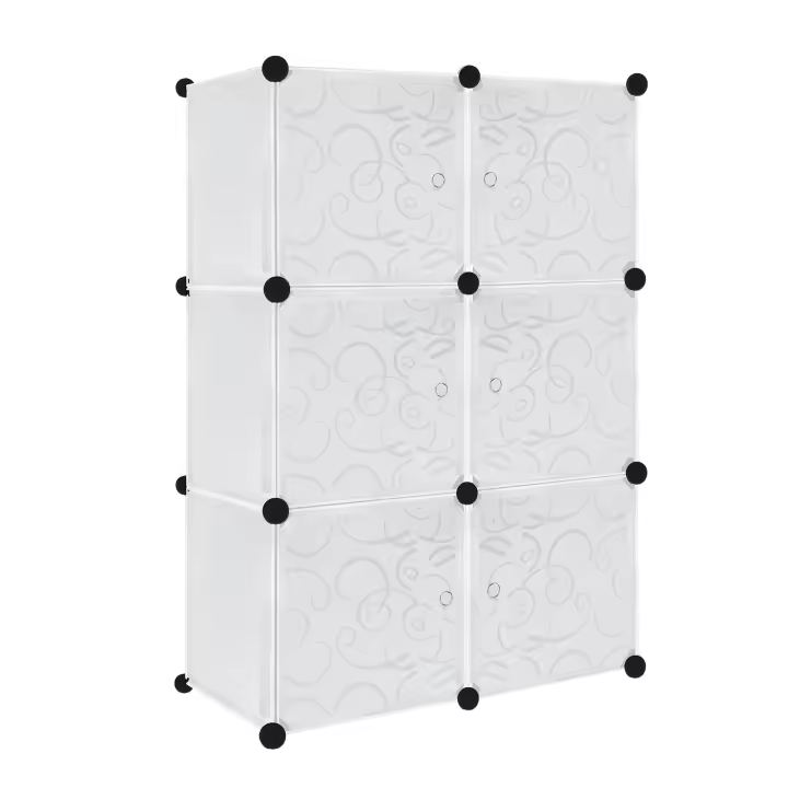 UISEBRT Armario Portátil DIY Sistemizado, 6 Cajas con Puerta, Armario de Ropa de Plástico PP - 1
