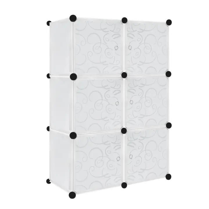 UISEBRT Armario Portátil DIY Sistemizado, 6 Cajas con Puerta, Armario de Ropa de Plástico PP - 1