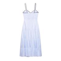 Vestido largo sin mangas a rayas sin espalda estilo francés casual dulce - details 2