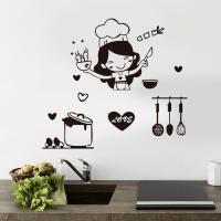Pegatina de pared de chica feliz para decoración del hogar, calcomanía de interruptor de luz de nevera, arte DIY, para restaurante, Bar, cocina, comedor - details 3