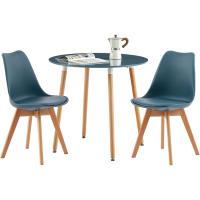 Mesa de Comedor, Estilo escandinavo Ronda Mesa y Patas de Madera de Haya, 80*72 cm, Color Blanco - details 35