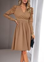Elegante V-cuello Vestido para Mujer Color Sólido de Alta Calidad Estilo Retro Casual Moda Femenina - details 14