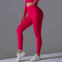 Hamidou-Pantalones deportivos de Yoga para mujer, mallas de cintura alta y caderas ajustadas, glúteos de melocotón, pantalones de Yoga desnudos de cintura alta - details 1