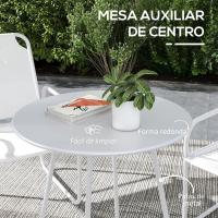 Conjunto de Jardín Exterior Mesa Redonda y 2 Sillas de Terraza con Marco de Acero y Cojines Ajustables para los Pies - details 11