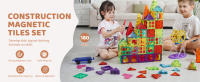SucceBuy Azulejos magnéticos, 180 piezas de bloques de construcción para niños, con bases de automóviles y rueda de la fortuna, juguetes STEM para mayores de 5 años - details 0