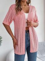 Cárdigan de punto elegante para mujer, a prueba de sol, camisetas huecas de manga corta para primavera y verano - details 17