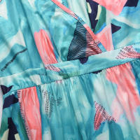 Vestidos largos con cuello en V para mujer, sin mangas, cintura alta, playa, Maxi, azul, rosa, estampado S - details 12