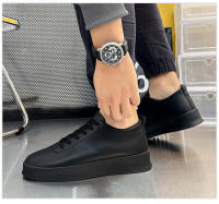 Zapatos de skate negros sin cordones para hombre, con punta redonda, informales, ligeros, deportivos y planos. - details 5