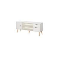 Mueble TV de Salón Moderno con Ruedas Mesa para Televisores de 42 Pulgadas Módulo TV con 1 Puerta y 2 Estantes de Almacenamiento 80x45x39,5 cm Blanco - details 7