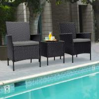 Conjunto de Muebles para Patio de Ratán PE 3Sillas de Mesa de Café de Vidrio Cojines Suaves - details 1