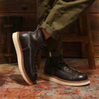 Zapatos de cuero de vaca puro de alta gama, estilo herramienta, zapatos de tablero de caña alta - details 5