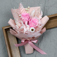 Día de San Valentín Día de la Madre rosas reales con caja de regalo Mini ramo de flores eternas - details 3