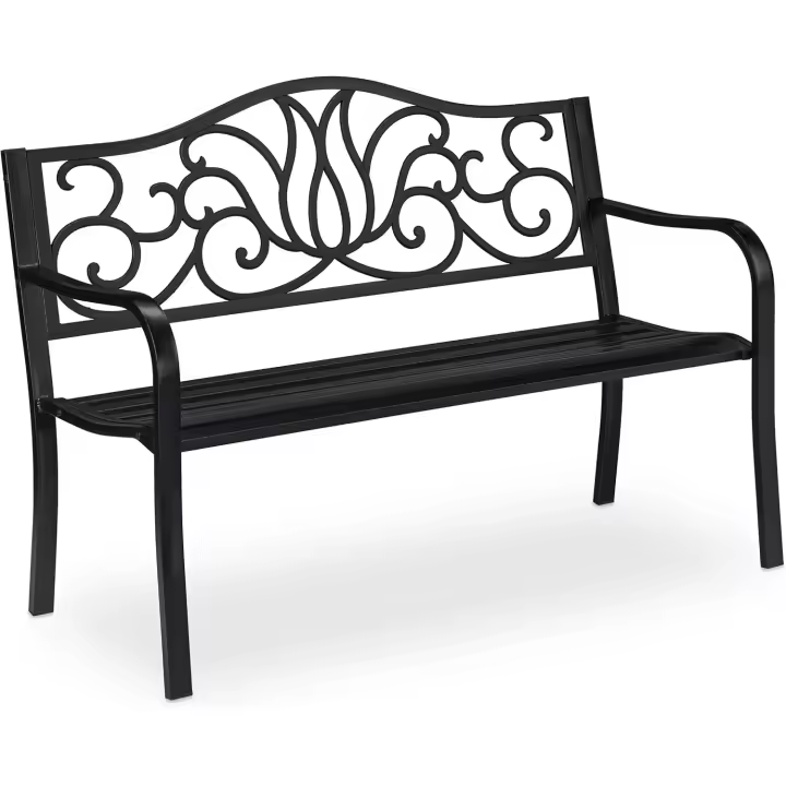 Asiento Metal, Balcón y Terraza, 90 x 127,5 x 63 cm, Acero, Blanco y Bronce - 1