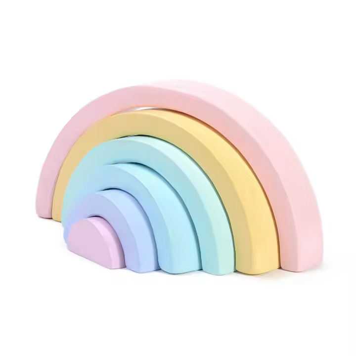 Juguete de madera Montessori para niños, bloques de construcción de arcoíris, juego de equilibrio de apilado creativo - 1