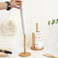 Base antideslizante, soporte para papel de cocina en rollo de madera, soporte de papel desechable Simple estable, soporte de pañuelos Vertical reutilizable para sala de estar - details 5