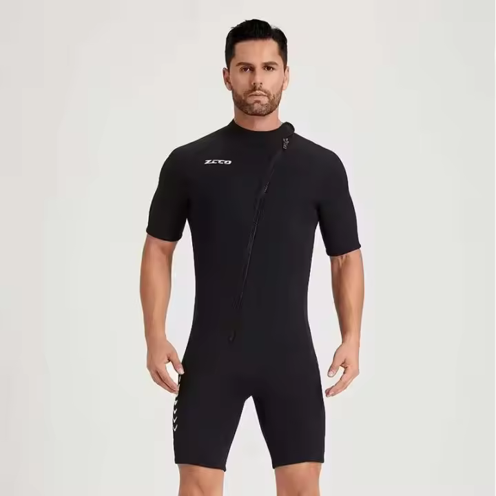 Traje de buceo Snorkeg de neopreno de 3MM para hombre, traje de baño con cremallera frontal, traje de neopreno de manga corta, trajes de Surf - 1