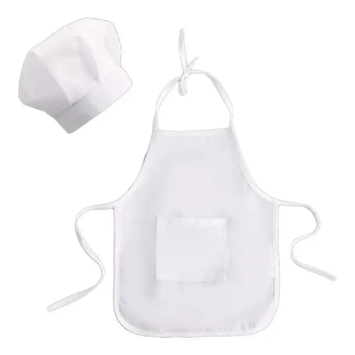 Q0KB-delantal y gorro para bebé, 2 uds., disfraz de chef blanco para fotografía - 1