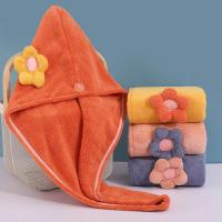 Gorro de secado de cabello grueso para mujer, gorro de toalla de secado rápido, bordado de terciopelo Coral, turbante súper absorbente - details 1