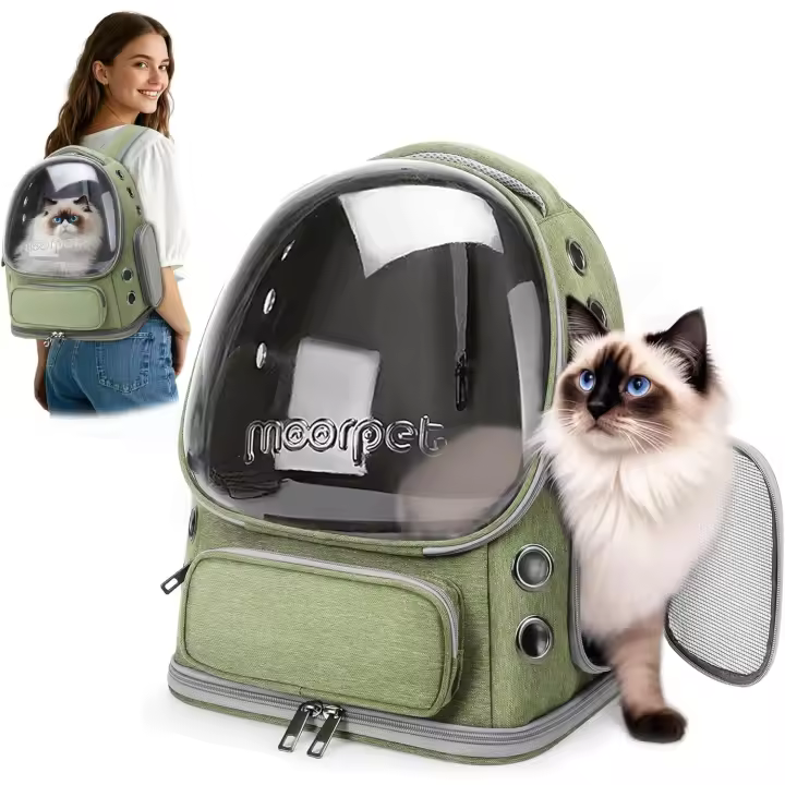 ALLSOPETS Mochila Transportadora para Gatos y Perros con Diseño de Burbuja Plegable y Portátil con Gancho de Seguridad para Mascotas de hasta 7,5 kg Ideal para Viajes y Senderismo (Azul) - 1