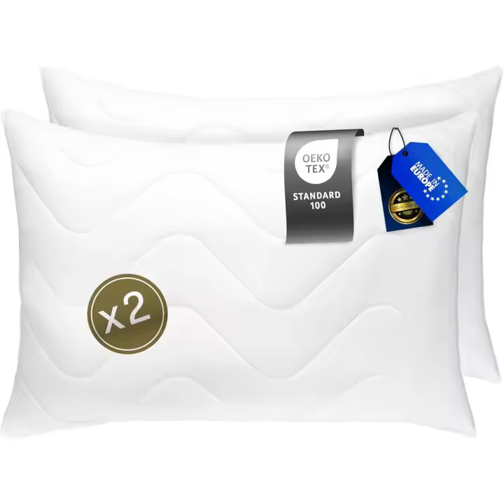 Juego de 2 Almohadas Cojines de Microfibra Suave I Relleno De Cojín para Soporte Óptimo para El Cuello y La Cabeza I Relleno Cojin Se Puede Lavar Y Secar a Máquina (50 x 60 cm Juego de 2) - 1