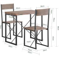 Juego de 1 Mesa y 2 Sillas para Comedor Sala Cocina MDF y Metal ES - details 2