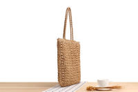 Bolso de mano de ocio étnico francés, hombro tejido Vertical, Cuadrado de hierba de verano - details 2