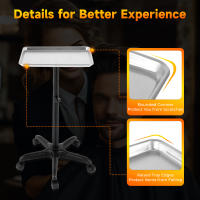 Bandeja de aluminio con ruedas para salón de belleza, carro para tatuaje, altura ajustable, 70-110CM, Blateado - details 3