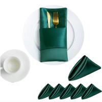Servilleta de satén de 30cm x 30cm, decoración de mesa para servir, toalla de cena para fiesta de boda, hogar, Hotel, decoración navideña, servilletas de mesa, color verde, 6 uds. - details 0