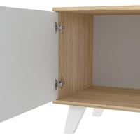 Mueble TV Moderno para Sala de Estar 2 Puertas y Baldos Centrales Acabado en Roble y Blanco - details 4