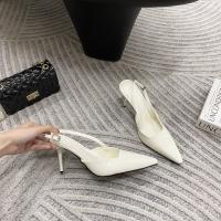 Bolsa de tacón fino puntiagudo sandalias de cabeza de las mujeres usan nuevo trasero francés versátil boca vacía poco profunda zapatos individuales zapatos de mujer - details 38