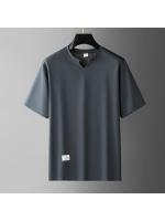 Camiseta de manga corta de moda transpirable con cuello en V, versátil, ligera, de lujo, informal para hombre, ideal para verano. - details 4