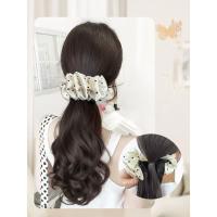 Extensión de cabello de cola de caballo con lazo de lunares blancos estilo Ballet, peluca ondulada y rizada sintética suave resistente al calor - details 12