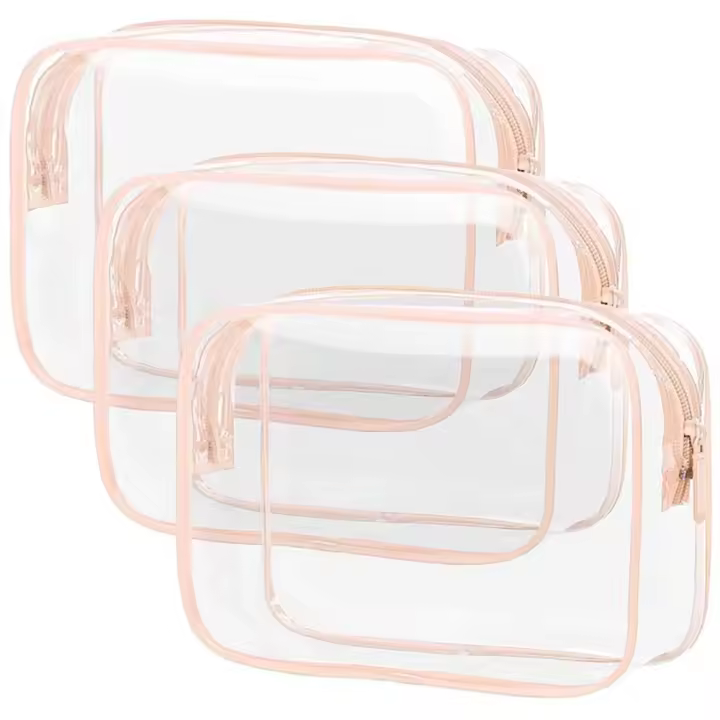 Bolsa de maquillaje transparente para hombre y mujer, neceser de viaje impermeable, 3 piezas - 1