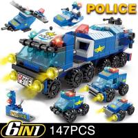 Bloques de construcción de la estación de policía de la ciudad para niños, juguete de ladrillos para armar camión SWAT, ideal pa - details 1