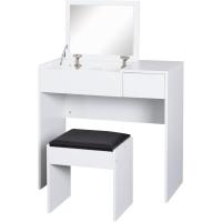 Mesa de Maquillaje con Espejo Abatible y Cajas de Almacenamiento Tocador de Maquillaje de Mesa con Taburete Blanco 80x40x79 cm y 40x30x40 cm - details 0