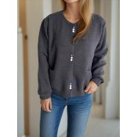 Suéteres de punto holgados de estilo coreano con cuello redondo para mujer, novedad de otoño 2024 - details 15