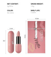 Maquillaje Resistente Al Agua, Juego De 6 Piezas De Pintalabios, Brillo de Labios Mate Natural - details 2