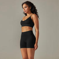 Conjunto Deportivo de Yoga sin Costuras para Mujeres Sports Bra Sin Mangas, Pantalones Cortos - details 9