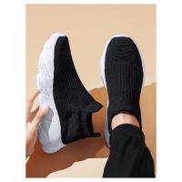 Zapatos Deportivos Con Plataforma A La Moda Para Hombre, Zapatillas Informales De Punto Rojo De Alta Calidad, Zapatillas Para Correr Ligeras Y Transpirables Sin Cordones Para Hombre - details 25